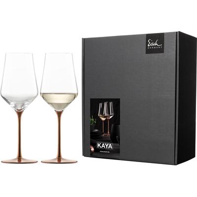 Weißweinglas EISCH GERMANY "KAYA, Made in Germany, 380 ml", gold (transparent, kupfer), H:23,7cm Ø:8,1cm, Kristallglas, Trinkgefäße, in Handarbeit mit fein schimmernden Kupfer-Glasur veredelt, 2tlg. Image