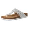 Zehentrenner TAMARIS "CORRA", Damen, Gr. 37, silber (silberfarben), Lederimitat, metallic, sportlich, Schuhe, Sommerschuh, Schlappen mit angenehmen Zehensteg