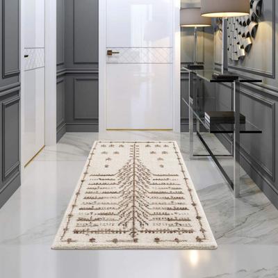 Teppich CARPET CITY "April 2308", beige (creme), B:80cm H:10mm L:300cm, Polyester, Teppiche, Läufer, weich durch Microfaser, Boho Ethno Look, Wohnzimmer Image