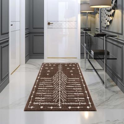 Teppich CARPET CITY "April 2308", braun, B:80cm H:10mm L:300cm, Polyester, Teppiche, Läufer, weich durch Microfaser, Boho Ethno Look, Wohnzimmer Image