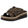 Pantolette RIEKER, Damen, Gr. 42, braun (leo), Lederimitat, animal-print, modisch, Schuhe, Keilabsatz, Sommerschuh, Schlappen mit Juteumrahmung