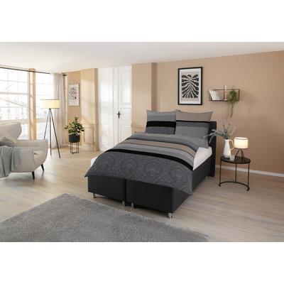 Bettwäsche CASATEX "Dami", schwarz (anthrazit, taupe), B/L: 200cm x 220cm, 2 St., Satin, B/L: 80cm x 80cm & 80cm x 80cm, Satin, Obermaterial: 100% Baumwolle, Bettwäsche, moderne, elegante Bettwäsche Image