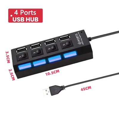 USB HUB USB 2.0 Schalter USB Hub 3.0 Adapter High Speed Multi Vier Ports Hub USB Ein/Aus Schalter Tragbare USB Splitter Für PC Laptop