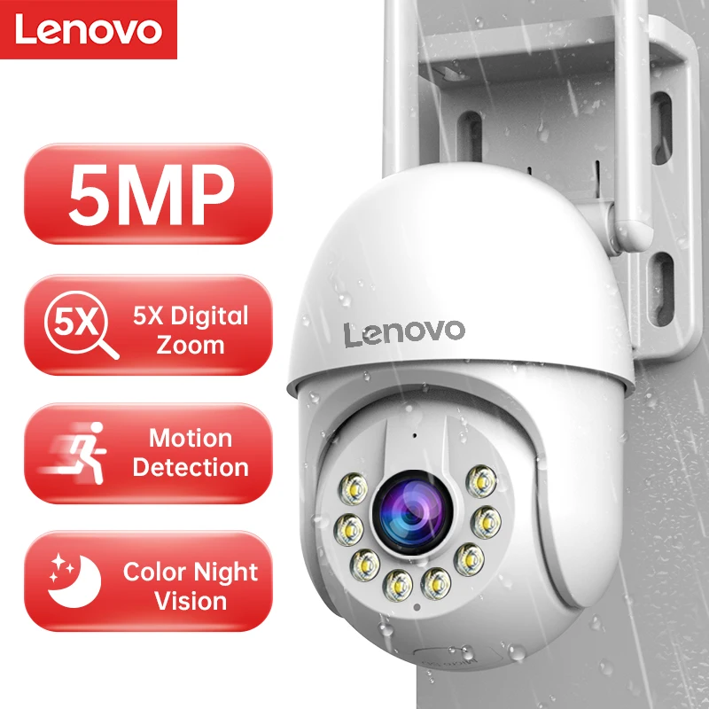 Lenovo 5MP Smart Wifi PTZ Kamera Outdoor 5x Digital Zoom Auto Tracking ONVIF CCTV IP Kamera Sicherheit Video Überwachung Kamera Image