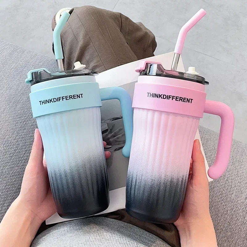 860ML Edelstahl Thermo Flasche Große Kapazität Kaffee Tasse Sport Isolierte Tasse Tragbare Tumbler Vakuum Flaschen Auto Thermische Tasse Image