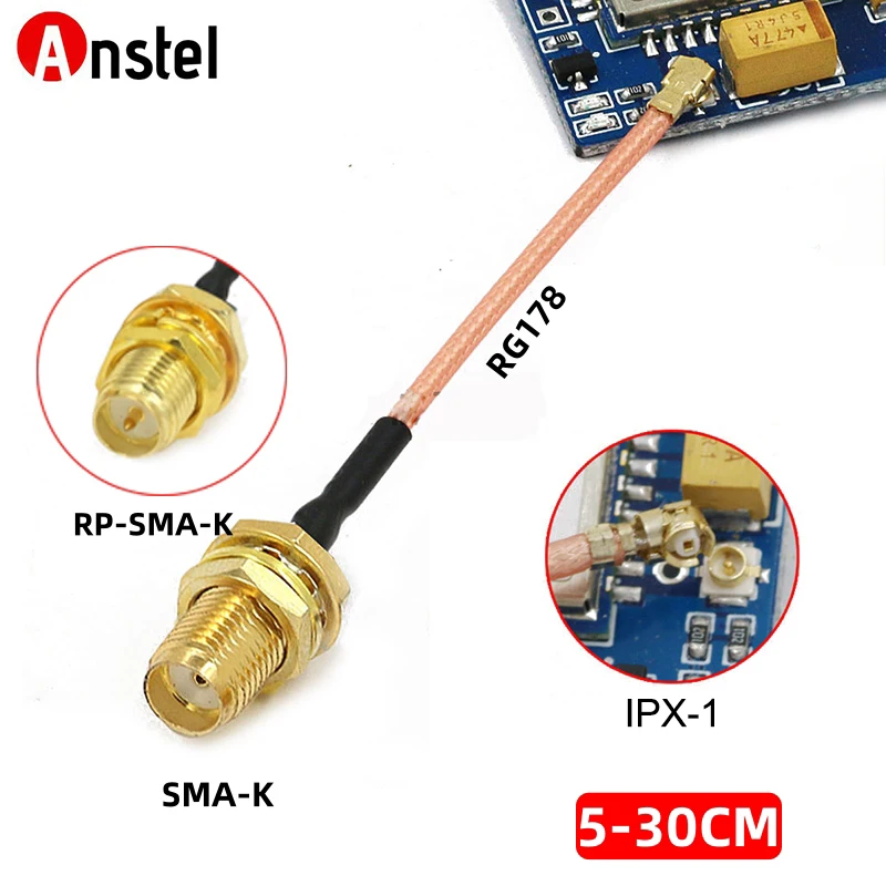U.FL/IPX IPX 1 UFL zu SMA Buchse RP-SMA Koaxialkabel RF-Koax RG178 Antennen-WLAN-Pigtail-Kabel 5/10/15/20/25cm Image
