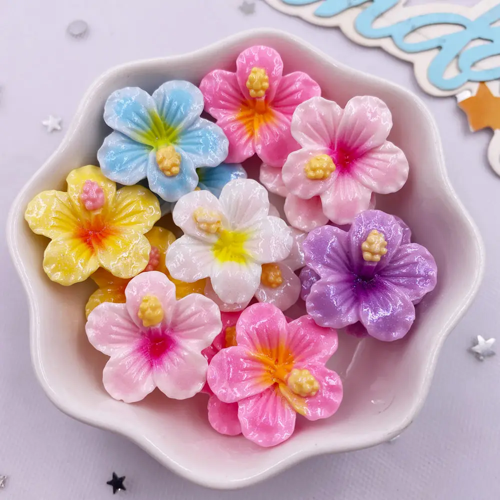 Harz Kawaii 3D bunt bemalt Pfirsichblüte flache Rückseite Blume Stein Scrapbook Figuren 20PCS DIY Schleife Dekor Zubehör Handwerk Image