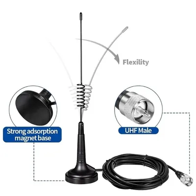 CB-Funkantennen mit Magnetfuß, 27 MHz, leichte Antennen, tragbare CB-Antennen für verbesserte Kommunikation im Fahrzeug und im Freien