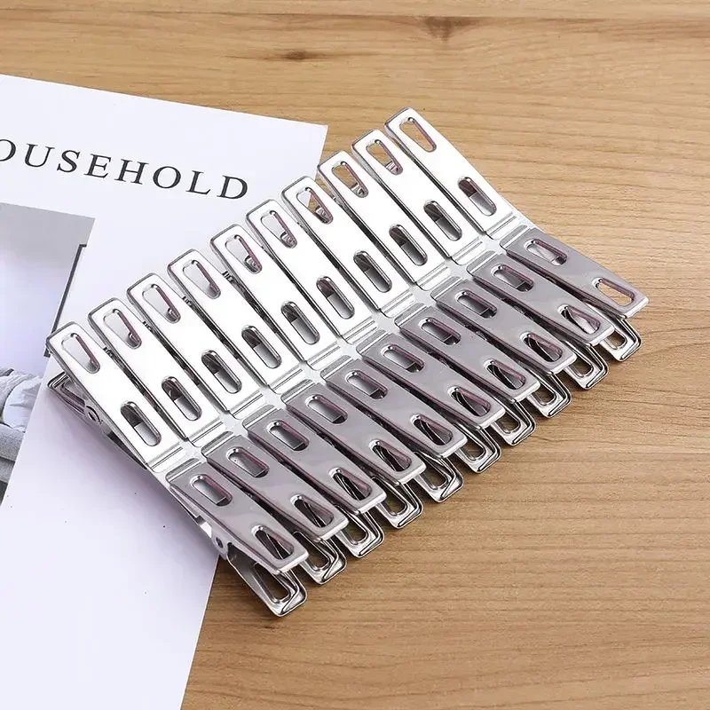 20 Stück Edelstahl-Wäscheklammern mit flachem Mund, Binder-Clips, Trockenbügel, Metall-Clip-Set, Metall-Kleiderklammern für Kleidung, Socken