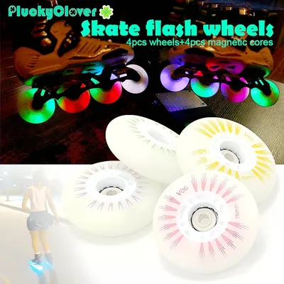 4 stücke 90A Regenbogen 72/76/80mm Flash Roller Rad LED licht PU Inline Skating Roller Slalom schiebe Skates Blinkende Roller Räder