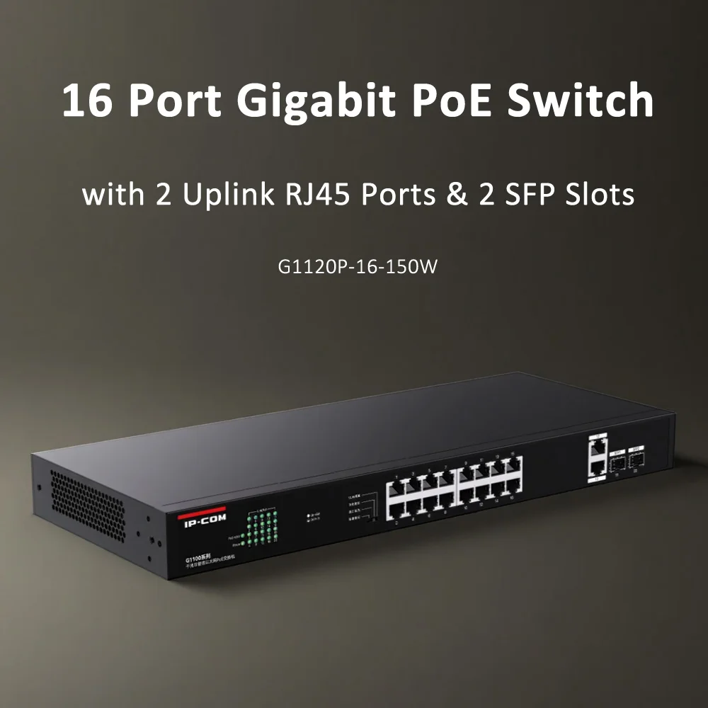 16-Port-Gigabit-Ethernet-PoE-Switch mit 2 Uplink-Gigabit-Port und 2 SFP-Port-Plug-and-Play, nicht verwalteter 16-Port-PoE+-Netzwerk-Switch Image