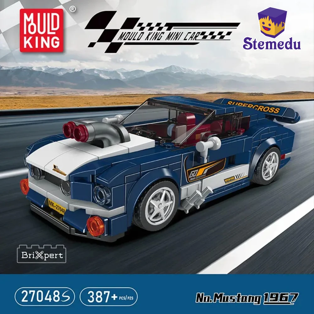 Mould King 27048 Speed Car Mustang 1967 Sportwagen mit Vitrine Simulation Rennwagen Bausteine Kits Spielzeug für Kinder Image