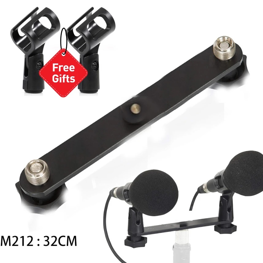 2-in-1-Mikrofonständer mit doppeltem Mikrofonhalter und Geschenken. 4 Mikrofonhalter für Live-Streaming, Mikrofonclip-Ständer, doppelte Mikrofonunterstützung Image