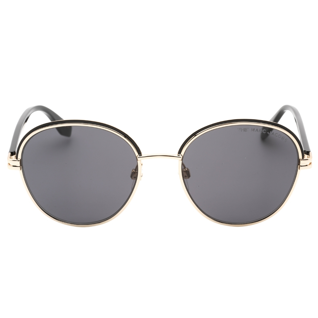 Runde Sonnenbrille von Marc Jacobs mit grauen Gläsern und schwarzem Gold Image