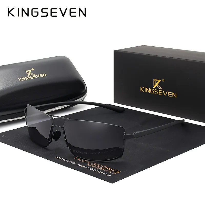 KINGSEVEN Klassische Trendy Marke Sonnenbrille Für Männer Vintage Rechteck Gläser Polarisierte UV400 Mode Casual Brillen Image