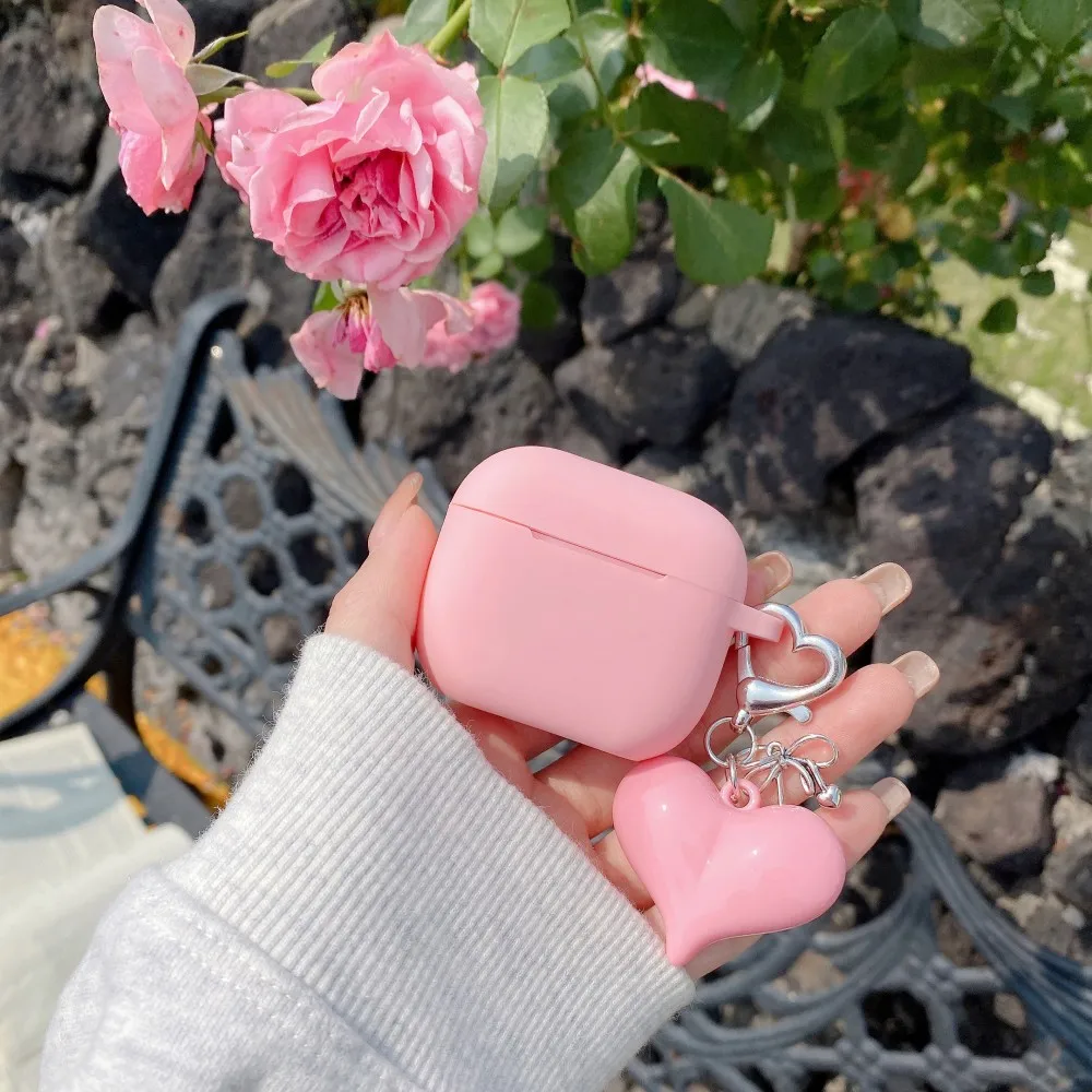 Für Airpods 4 Silikonhülle mit 3D-Liebesanhänger, kabellose Kopfhörerhüllen für Apple Airpods 3 2 1 Pro Pro 2 Schutzhüllen Image