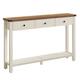 Table console avec 3 tiroirs et étagère de rangement marron et blanc