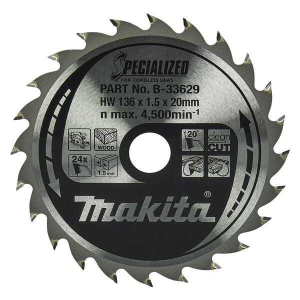 makita Kreissägeblatt »B-33629 SPECIALIZED« 136,0 mm 24 Zähne braun Image