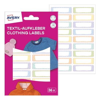 Avery Zweckform 36er-Pack Textil-Aufkleber 45x13 mm pastell mehrfarbig Image