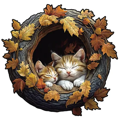 Wooden Puzzle for Adults - Cats Puzzle, Unique Shape Wooden Jigsaw Puzzles, Modern Art Home Decor,