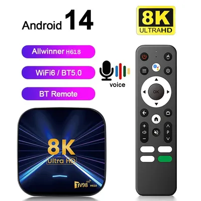 TV98 H618 Android 14 TV Box BT5.0 HD 8K 4K Set Top Box 4GB 64GB Allwinner H618 Quad Core 4G 5G Dual
