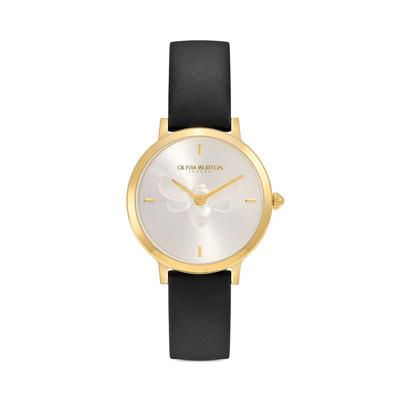 Olivia Burton Ultra Slim Bee Watch, 28mm - Silver/Black