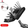 X-TIGER 16-in-1 Multifunzionale Kit di Strumenti di Riparazione di Biciclette Strumenti di Emergenza per Bicicletta MTB Pneumatico Chiave Esagonale Set di Strumenti di Riparazione Pieghevole