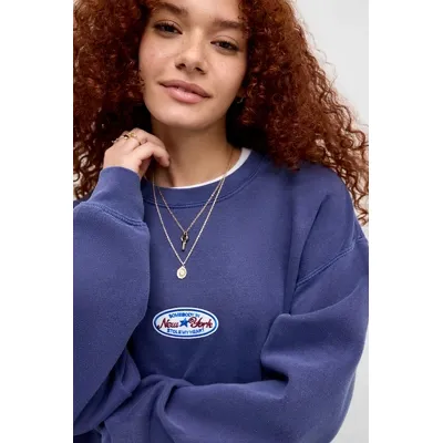 UO NY Badge Sweatshirt - Navy XS at Urban Outfitters