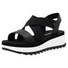 Plateausandale RIEKER SPORT, Damen, Gr. 41, schwarz, Leder, Textil, unifarben, casual, Schuhe, Riemchensandalette, Sommerschuh, Schlupfschuh mit Gummizügen
