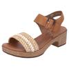 Sandalette REMONTE, Damen, Gr. 41, braun (braun, natur, weiß), Glattleder, Lederimitat, Flechtoptik, feminin, Schuhe Riemchensandale, Blockabsatz, Plateau, Sandale, Sommerschuh mit Bandage in Bastoptik