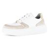 Plateausneaker GABOR "FLORENZ", Damen, Gr. 42, weiß (weiß, beige), Nappaleder, Veloursleder, sportlich, Schuhe, Freizeitschuh, Halbschuh, Schnürer, Kontrastbesätze, Weite G