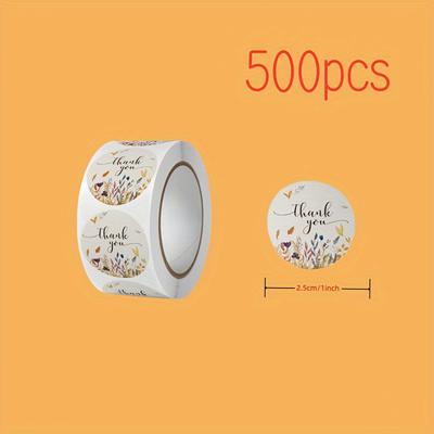 TEMU 500pcs/roll Stickers Thank You Floral Stickers Thank You Envelope Greeting Card Gift Sealing Stickers Decorative Stickers Image