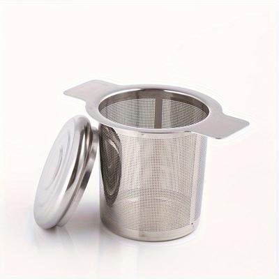 TEMU 1 Stainless Steel Tea Strainer With Lid, Coffee Tea Strainer, Grille, Amphora, Drain, Tea Filter, Tea Drain, Tea Accessories Image