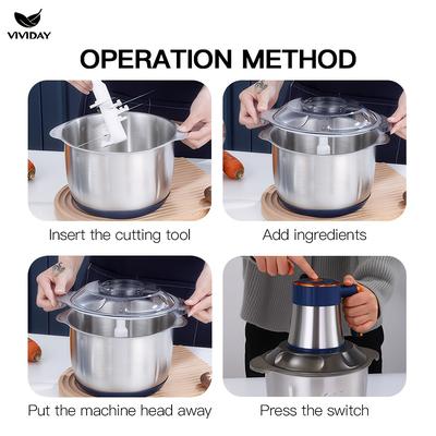 TEMU Vividay Stainless Steel Meat Grinder & Mixer - Large Capacity Electric Kitchen Appliance With Ergonomic Handle, 220-240v European Plug For Meat, Dumplings, Dough & Baking Image