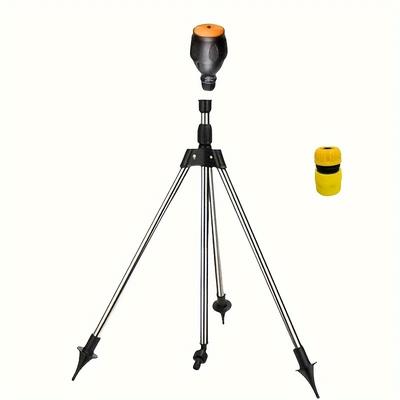TEMU 360-degree Rotating Sprinkler With Adjustable Tripod Stand - Stainless Steel, Fit For Balcony Succulents & Drip Irrigation Systems, No Battery Required, Sprinklers For Lawn Image