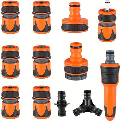 "TEMU 12pcs Universal Connection Hose Connectors For Garden Irrigation, Suitable For 1/2" And 3/4" Taps, Including Tap Connection G1, Quick Connector 1/2", , Y-distributor And Spout" Image