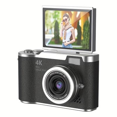 "TEMU Ourlife 4k Hd Digital Camera With 2.4"" Flip Screen, Professional Video Recording & Photography, Includes Led Light, Usb Charging, Beginners, Thanksgiving & Christmas Gifts, Camera Accessories"