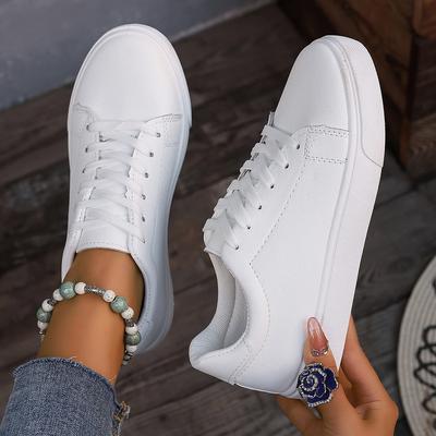 TEMU Women' Low-top Sneakers - Comfortable Casual Shoes With Breathable Fabric Lining, Durable Rubber Sole & Synthetic Cover Upper, Lace- For Casual Attire, Versatile Style Image
