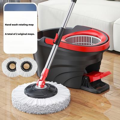 TEMU Wash | Telescopic Pole Rotating Mop | 1 Mop Bucket Set | Wash Household Pedal Manual Pressure Floor Cloth Image