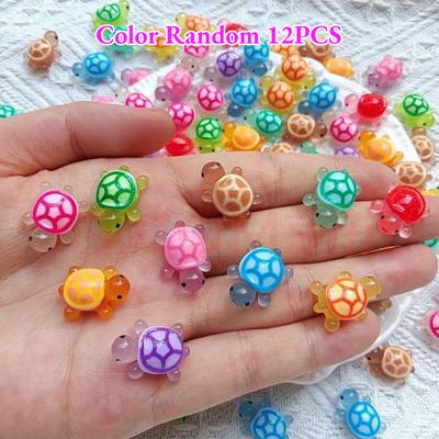 TEMU 4pcs/8pcs/12pcs Luminous , Resin Small Ornament Accessories, Diy Parts Accessories, Mini Fluorescent Turtle Ornament, Party Gifts, Gift Bags, And Decorations Image