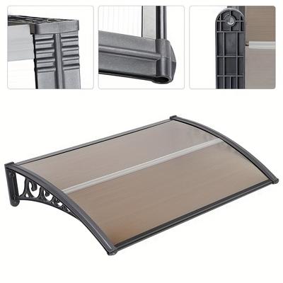 TEMU Door And Window Awning 60 X Cm Polycarbonate Awning, Arched Canopy, Entrance Protection Uv Protection, Front Door, Balcony, Window, Terrace, Garage - Transparent Brown Image