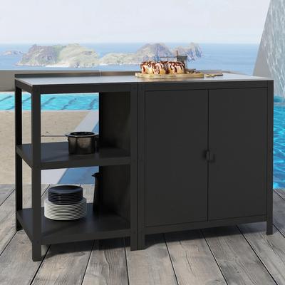 TEMU Outdoor Set Standing Shelf And Cabinet Black, Matte, Weather-resistant Material, Practical Design, Versatile Garden Furniture Set Image