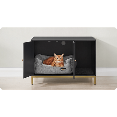 TEMU Cat Litter Box Enclosure, Hidden Litter Box Furniture With Scratching Mat, Tall Legs, Cat House, Side End Table, 80 X 50 X 55 Cm Image