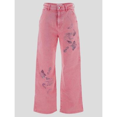 Embellished Wide Leg Jeans - Pink - Des Phemmes Jeans
