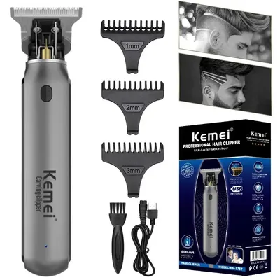 Kemei Hair Liners Clippers Men Beard Trimmer Zero Gapped T-Blade Hair Cutting Machine Cordless Professional Barber Edgers Cutter