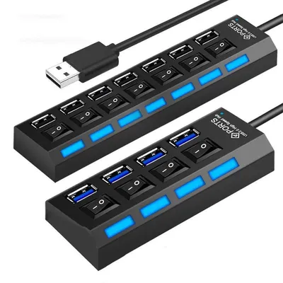 USB HUB USB 2.0 Schalter USB Hub 3.0 Adapter High Speed Multi 7 Ports Hub USB Ein/Aus Schalter Tragbare USB Splitter Für PC Laptops