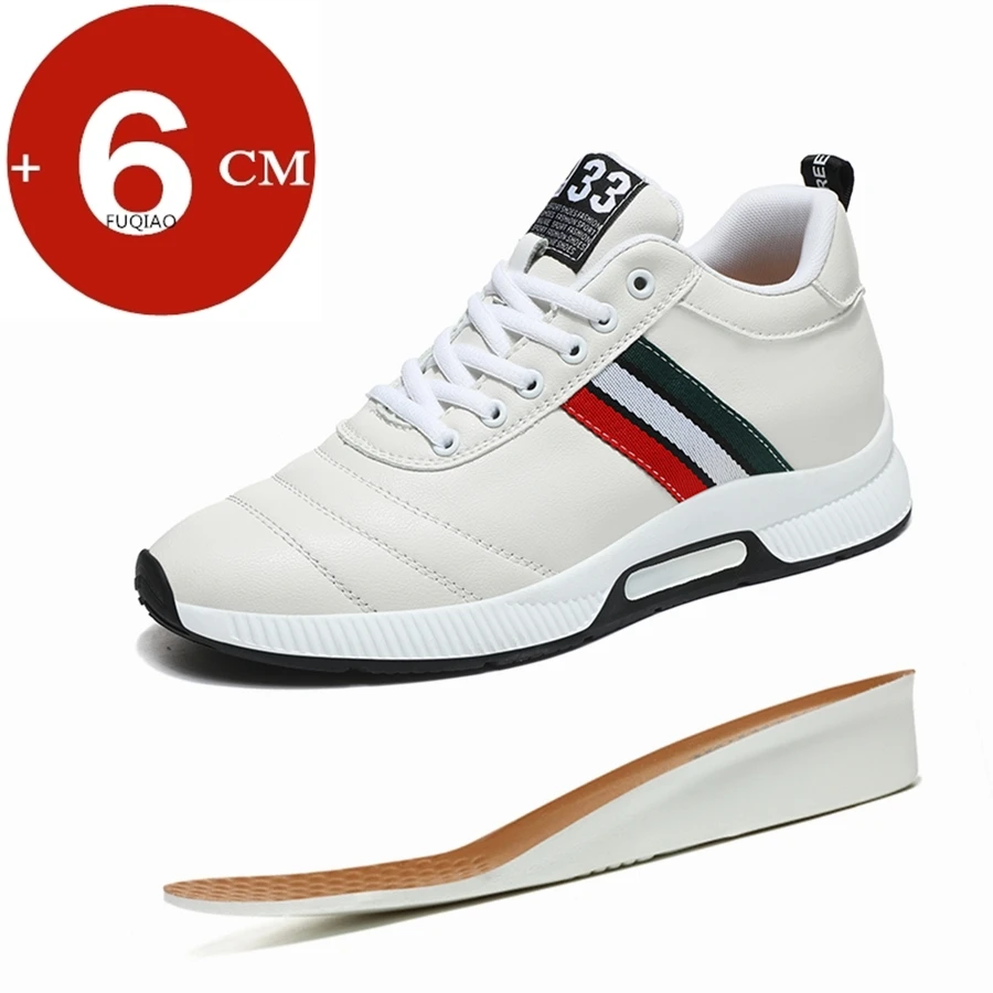Männer Leder Aufzug Schuhe Chunky Casual Turnschuhe Höhe Erhöhen Einlegesohlen 6CM Erhöhung Schuhe Hohe Lift Sport Schuhe Image