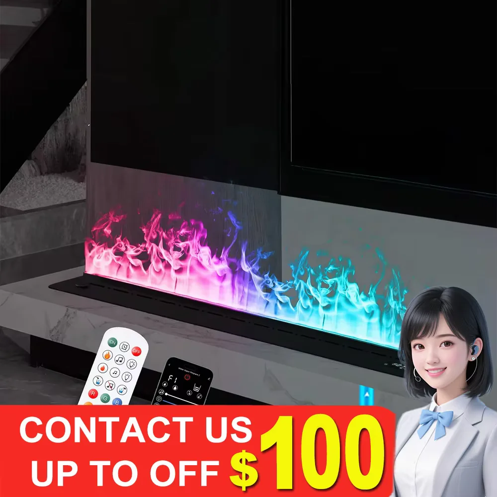 Der 3D-Dampfkamin mit Wasserdampfzerstäubung sorgt für eine gemütliche Atmosphäre im Zimmer. Er umfasst ein effizientes Wasserversorgungssystem, einen Luftbefeuchter, eine realistische Flamme und Image