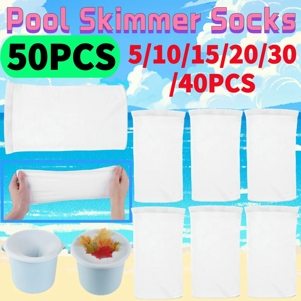 50-5Pcs Pool Skimmer Socken Elastische Nylon Mesh Design Teich Schutt Blätter Filter Korb Filter Skimmer Schwimmbad sauber Teil Image