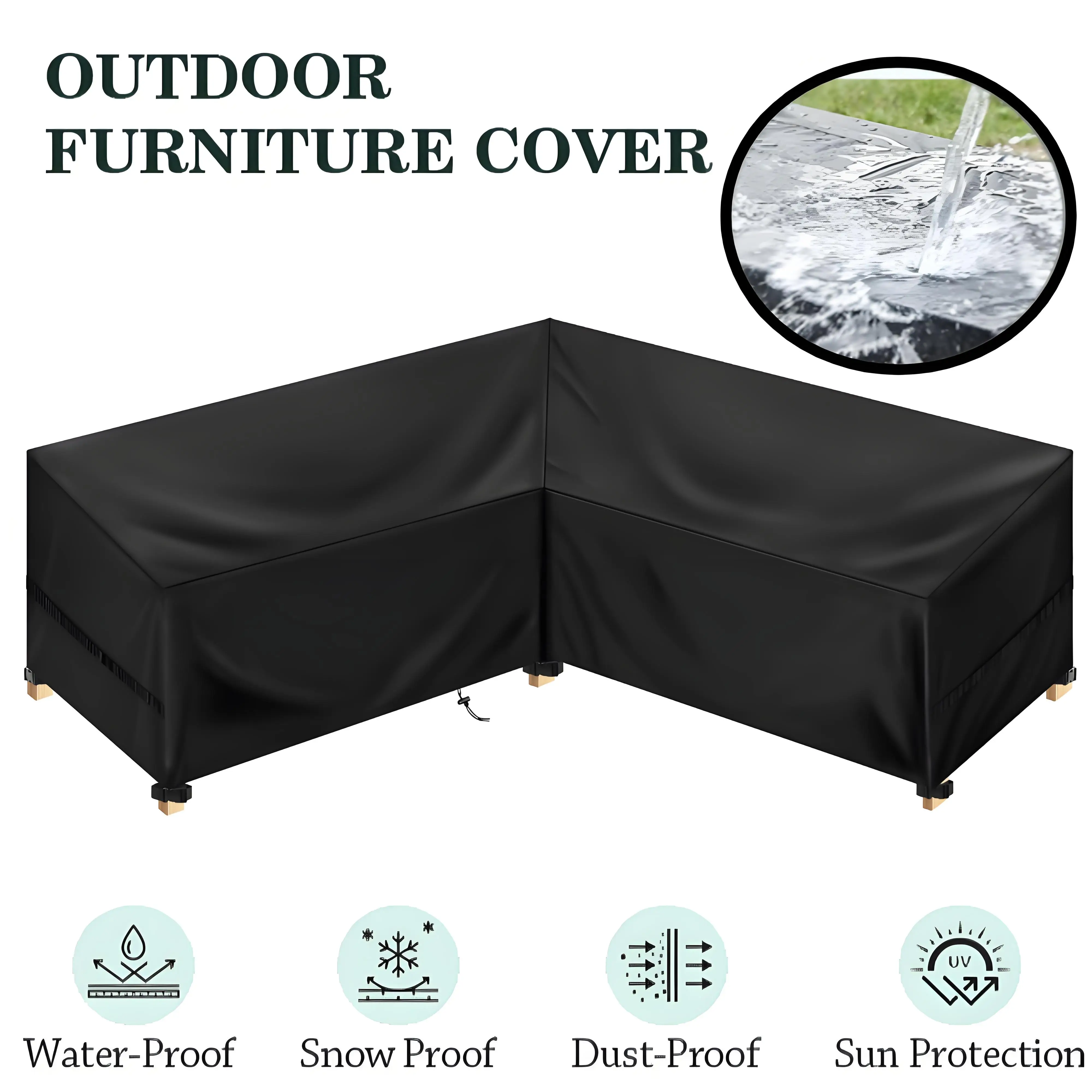 L-förmiger Garten-Sofabezug, 210 x 260 x 87 cm, wasserdicht, robust, für Terrassenmöbel, Staubschutz, Allzweck-Abdeckungen, Outdoor-Couchbezug Image